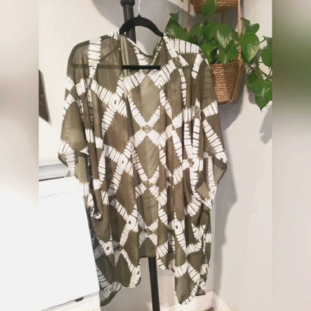 Tied Dye Army Green Kimono
